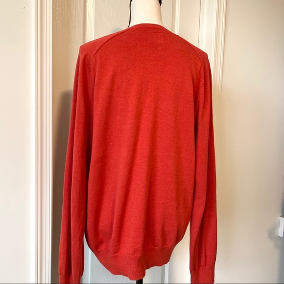 GAP Men’s Red/Orange Cotton V-Neck Sweater—SZ. Lg - Picture 4 of 13
